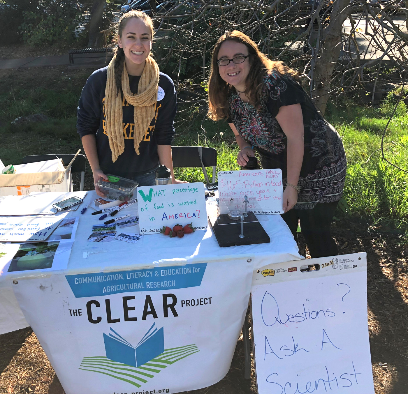 Students at a science information booth